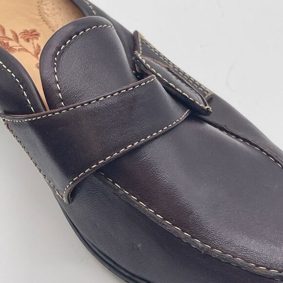 SOFFT Leather Slip-on Shoes Women’s Size 8.5 Cognac Brown Square Toe Kitten Heel - Picture 11 of 15